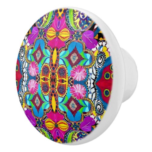 Aesthetic artsy multicolor pattern Bahia inspired  Ceramic Knob