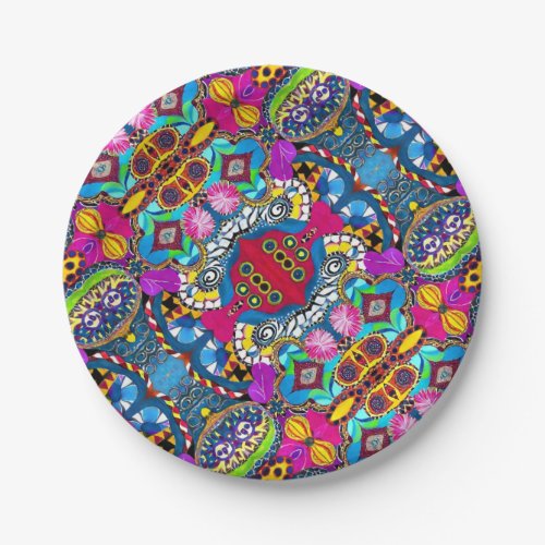 Aesthetic artsy multicolor pattern Bahia inspired Paper Plates