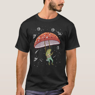 Aesthetic Astronaut Frog Playing Banjo on Mushroom T-Shirt
