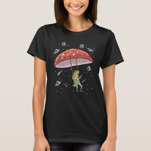 Aesthetic Astronaut Frog Playing Banjo on Mushroom T_Shirt