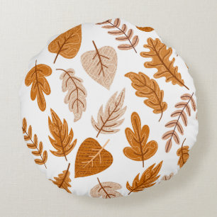 Aesthetic Autumn Leaves, Fall Theme Pattern Round Pillow