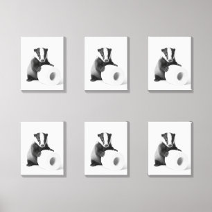 Aesthetic Baby Badger Holding Toilet Paper Cute Canvas Photo Tile
