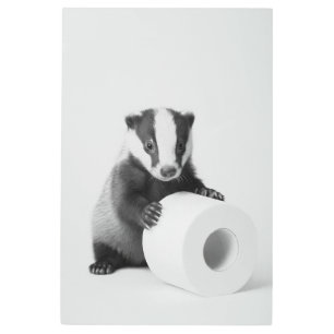Aesthetic Baby Badger Holds Toilet Paper Cute Art