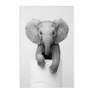 Aesthetic Baby Elephant Peeking Over Toilet Paper Acrylic Print
