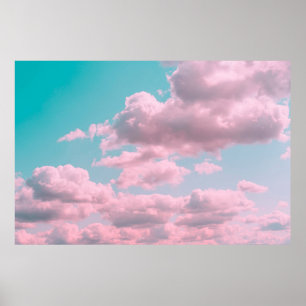 Aesthetic background with beautiful turquoise sky poster