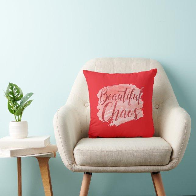 Aesthetic Beautiful Chaos Script Typography Throw Pillow (Chair)