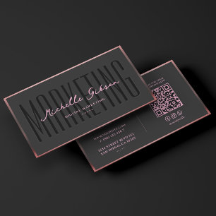 Aesthetic Beauty Marketing Professional Pink Black Business Card