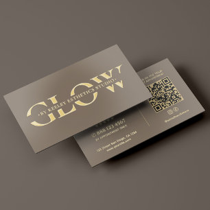 Aesthetic Beauty Salon Esthetician Taupe Gold Foil Business Cards