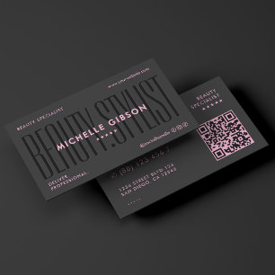 Aesthetic Beauty Stylist Therapist Pink Black Business Card