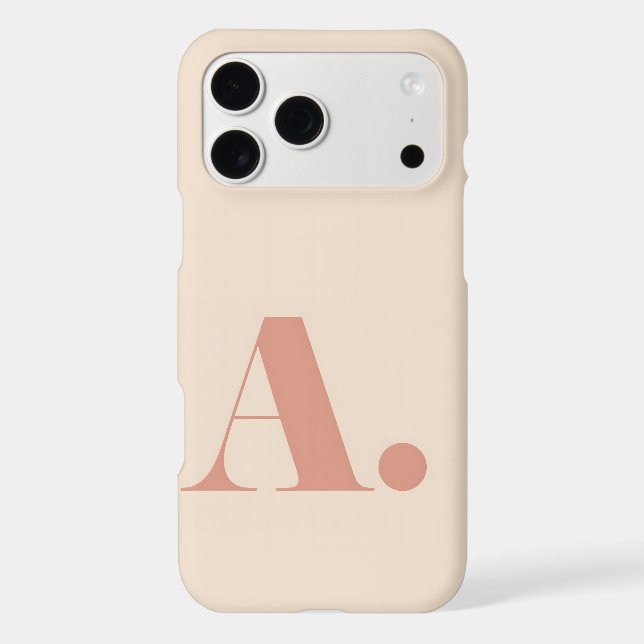 Aesthetic Beige Terracotta Minimalist Initial Lett iPhone Case (Back)