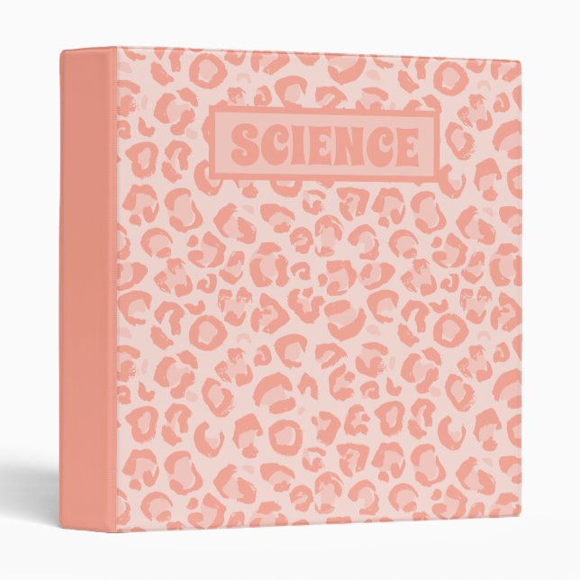 Aesthetic Binder, Peach Leopard Print 3 Ring Binder (Front/Spine)
