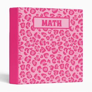 Aesthetic Binder, Preppy Pink Leopard Print 3 Ring Binder