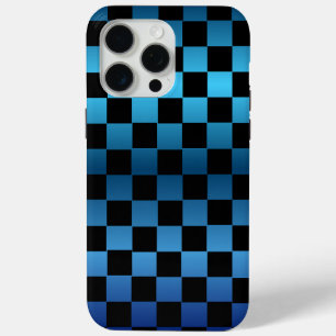 Aesthetic black and blue checkerboard retro iPhone 15 pro max case
