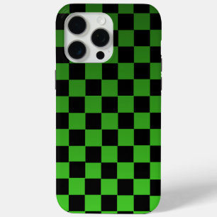 Aesthetic black and green checkerboard retro iPhone 15 pro max case
