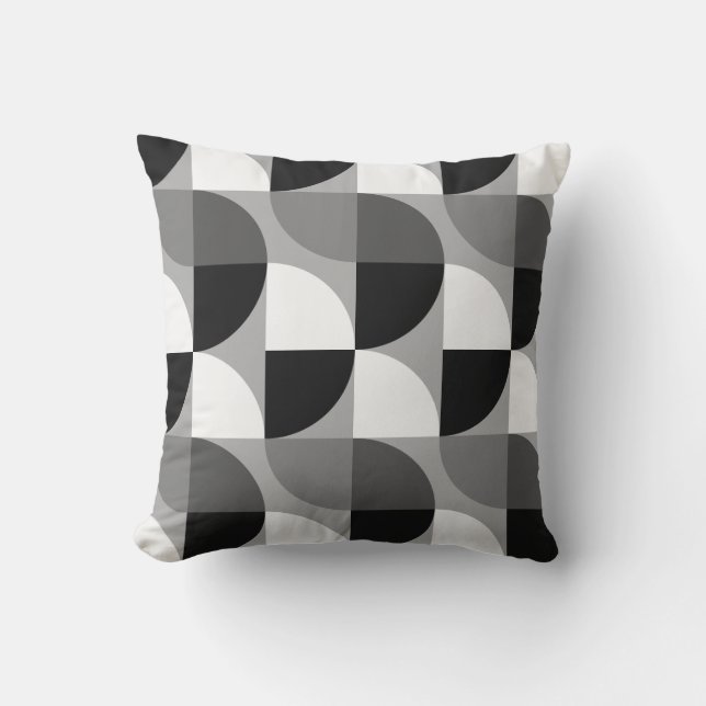 Aesthetic Black and white abstract mid-century Throw Pillow (Front)