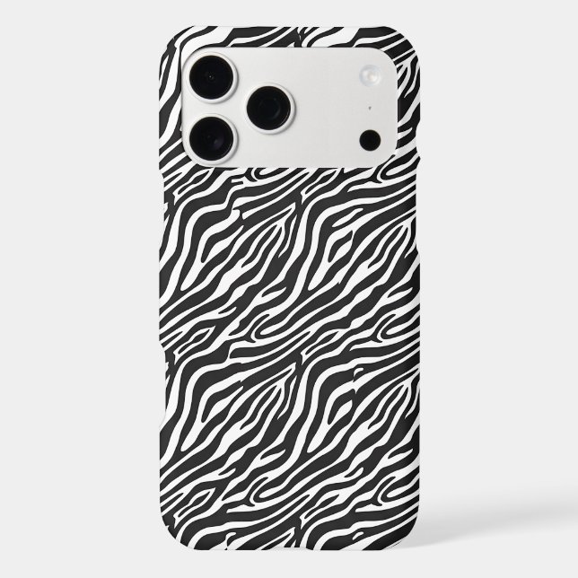 Aesthetic Black and White Zebra Stripe Print iPhone Case (Back)