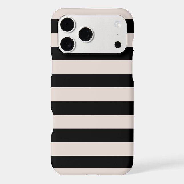 Aesthetic Black Beige Stripes Minimalist Pattern  Case-Mate iPhone Case (Back)