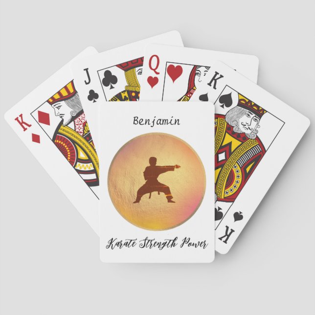 Aesthetic Black Font Japan Karate Martial Arts Poker Cards (Back)