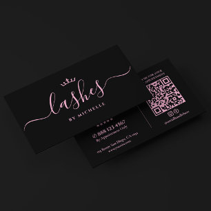 Aesthetic Black Pink Lashes Studio Lash Technician Business Card