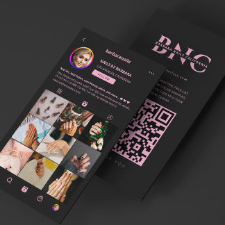 Aesthetic Black Pink Nail Tech Beauty Grid Business Card