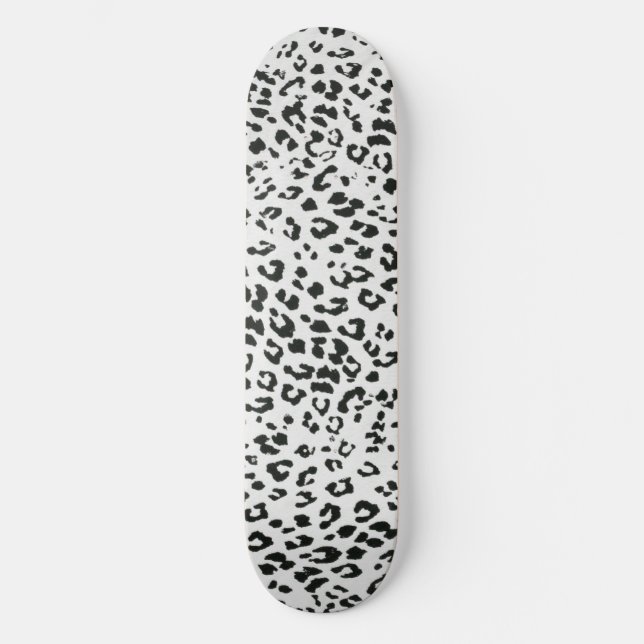 Aesthetic Black White Animal Print Skateboard (Front)