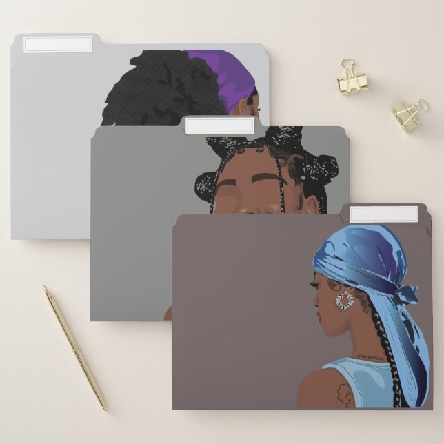 Aesthetic black woman artwork file folder (Set)