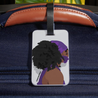 Aesthetic black woman natural hair luggage tag