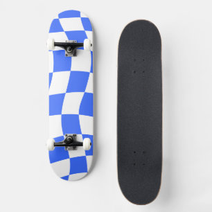 Aesthetic Blue Checkerboard Skateboard