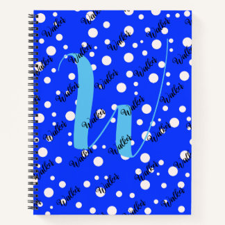 Aesthetic Blue Color - Initial Name Monogrammed Notebook
