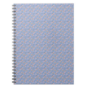 Aesthetic blue colour rose pattern  notebook