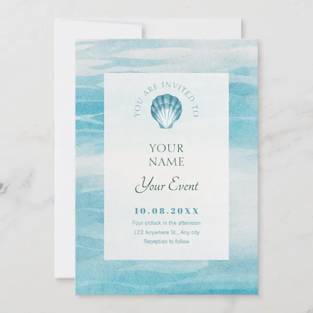 Asn Rda Invitation Aesthetic blue sea invitation | Zazzle