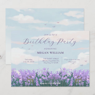 Aesthetic blue sky flower spring birthday invitation