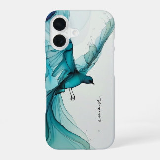 Aesthetic Blue Watercolor Flying Bird iPhone  16 Case