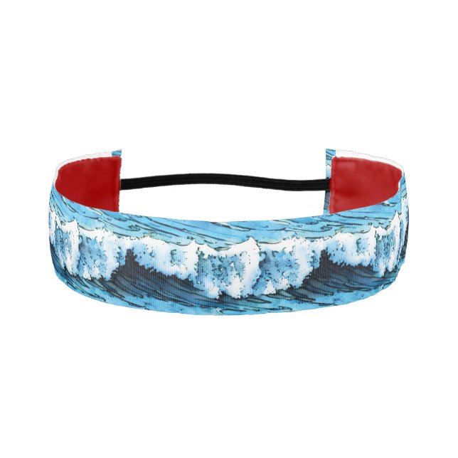 Aesthetic Blue Waves Non-Slip Headband (Front)