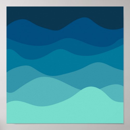 Aesthetic Blue Wavy Pattern Poster