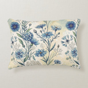 Aesthetic Blue Wildflowers Accent Pillow
