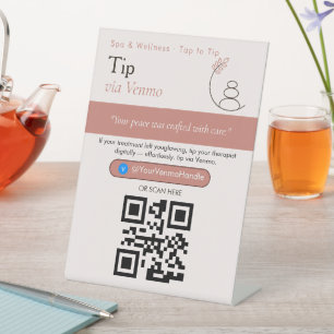 Aesthetic Blush Venmo Tips QR Code Sign Venmo