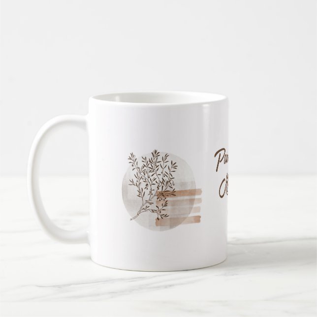 Aesthetic Boho Art Pastel Brown Leaf Painting Coffee Mug (Left)