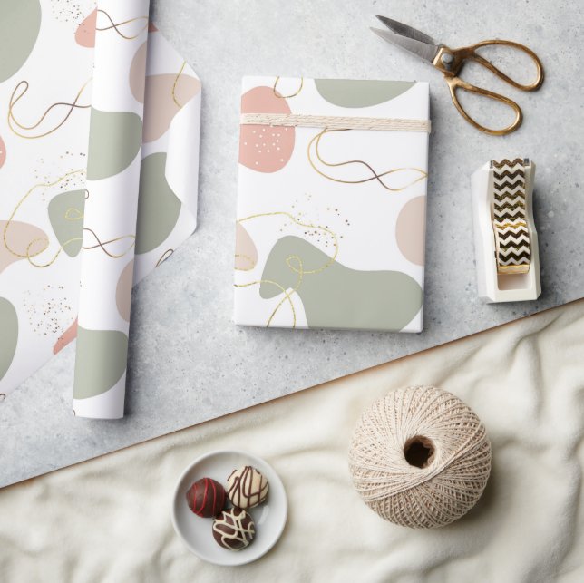 Aesthetic Boho Geometric Organic Shapes Pattern 2 Wrapping Paper (Crafts)
