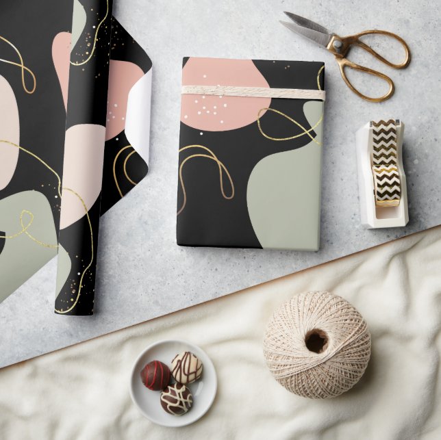 Aesthetic Boho Geometric Organic Shapes Pattern Wrapping Paper (Crafts)