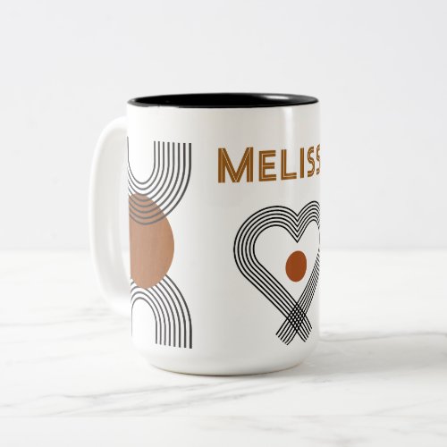 aesthetic boho style colorful geometric pattern Two_Tone coffee mug