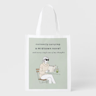 Aesthetic Book Club Thoughts Custom Grocery Bag