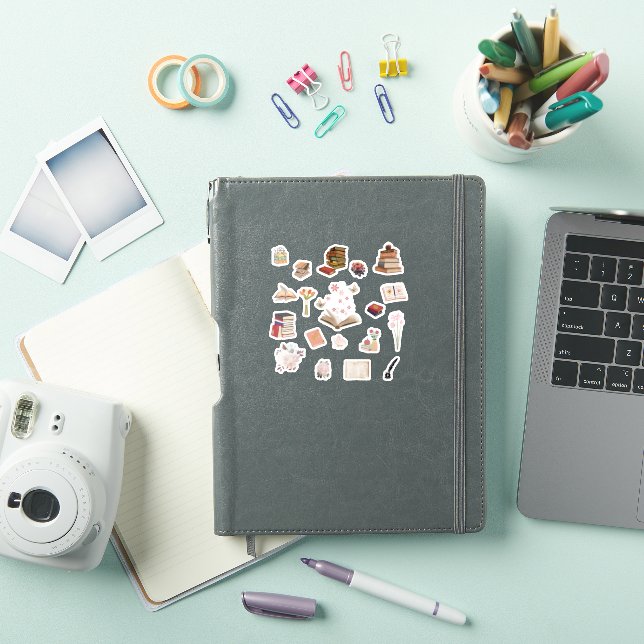 Aesthetic Book & Flower Stickers (iPad Cover)