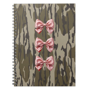 Aesthetic Bottomland Camo Baby Pink Ribbons & Bows Notebook