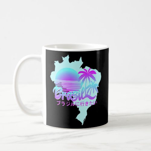 Aesthetic Brazil  Vaporwave Style Brazilian Map  Coffee Mug