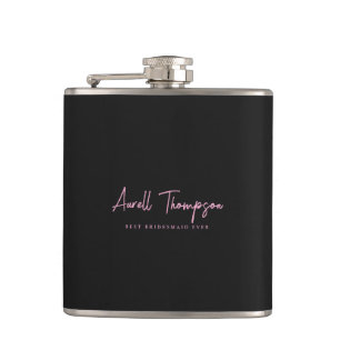 Aesthetic Bridesmaid Maid of Honor Black Pink Flask