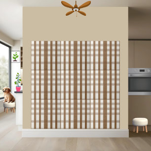 Aesthetic Brown and White Checkered Tile Pattern