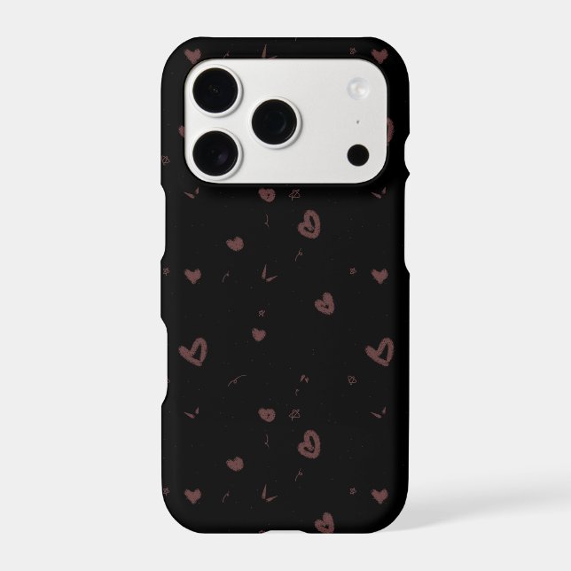 Aesthetic Brown Hearts Pattern Phone Case (Back)