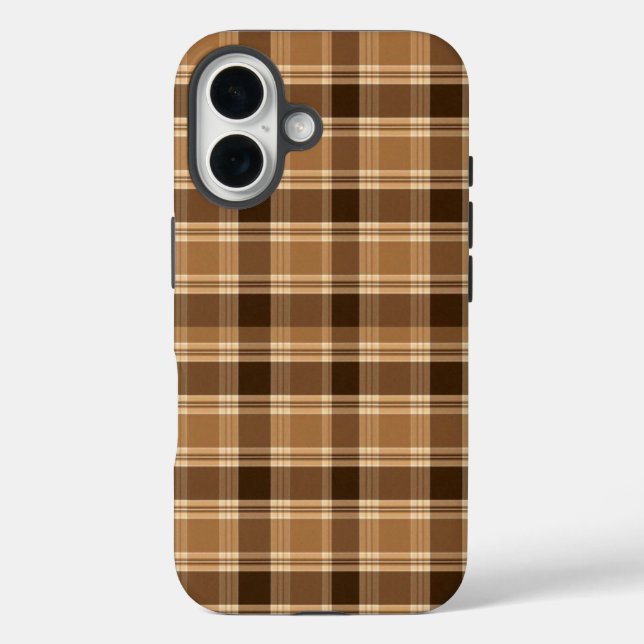 Aesthetic Brown Plaid Tartan Pattern iPhone Case (Back)