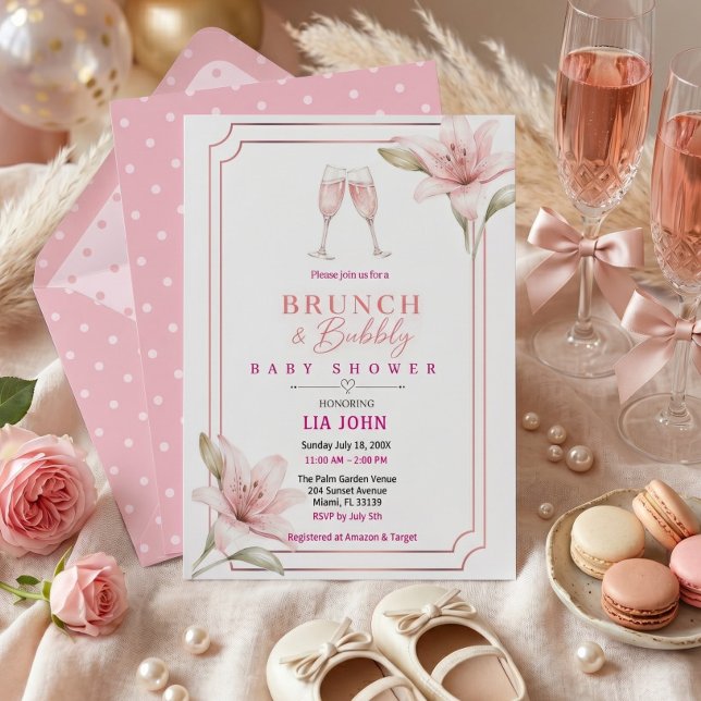 Aesthetic Brunch & Bubbly Baby Shower Invitation (Creator Uploaded)